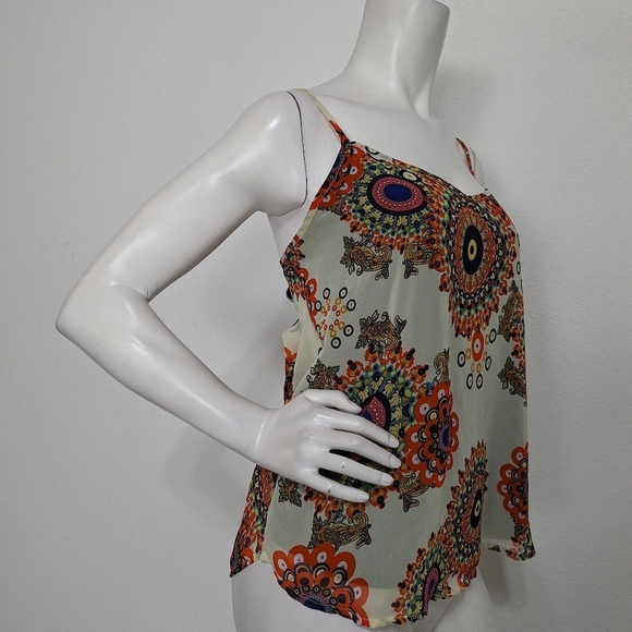 Sans Souci Multicolor Floral Paisley Indie Sleaze Retro V-Neck Tank Top Size XL - Picture 4 of 11